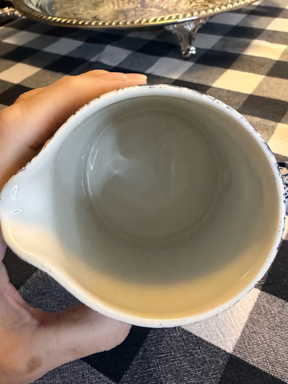 Burleigh Ironstone / Stafford England Calico Blue & White Floral Ceramic Pitcher - Picture 8 of 11